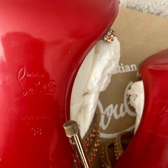 CHRISTIAN LOUBOUTIN RENEE glitter/swarovski rose gold 85 mm 38 size - Picture 12 of 16